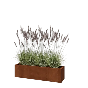 Саксии за цветя от кортенова стомана - Правоъгълник - 120 x 30 x 30 cm - Със основа