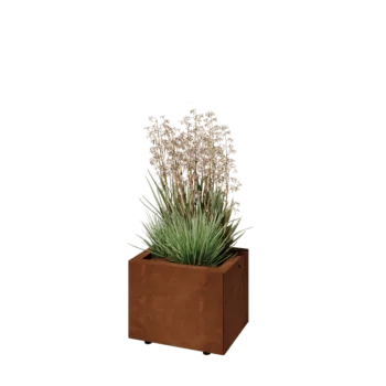 Саксии за цветя от кортенова стомана - Правоъгълник - 40 x 30 x 30 cm - Със основа - Със крака