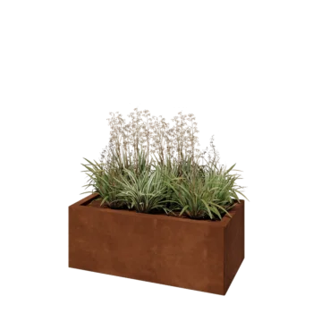 Саксии за цветя от кортенова стомана - Правоъгълник - 80 x 40 x 30 cm - Със основа
