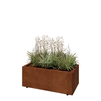 Саксии за цветя от кортенова стомана - Правоъгълник - 80 x 40 x 30 cm - Със основа - Със крака