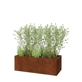 Саксии за цветя от кортенова стомана - Правоъгълник - 120 x 50 x 40 cm - Със основа