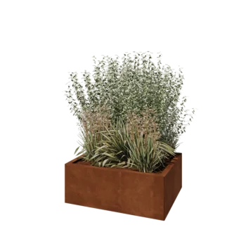 Саксии за цветя от кортенова стомана - Правоъгълник - 80 x 60 x 30 cm - без основа