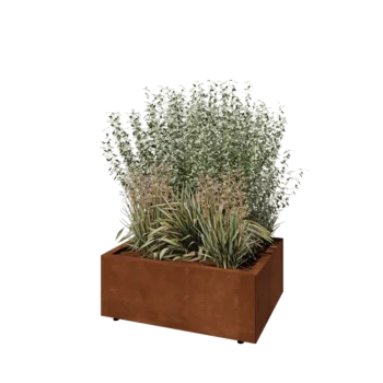 Саксии за цветя от кортенова стомана - Правоъгълник - 80 x 60 x 30 cm - Със основа - Със крака