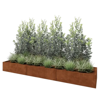 Саксии за цветя от кортенова стомана XXL - Правоъгълник - 300 x 60 x 30 cm - без основа
