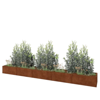 Саксии за цветя от кортенова стомана XXL - Правоъгълник - 500 x 60 x 40 cm - Със основа
