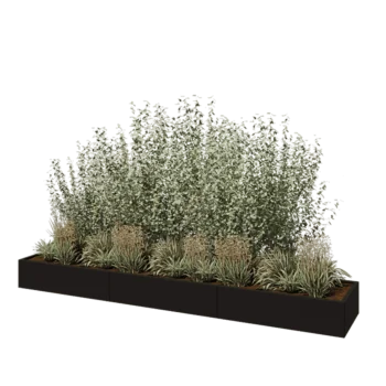 Саксии за цветя от стомана XXL - Правоъгълник - 360 x 60 x 30 cm - RAL9005 матов (черен) - без основа