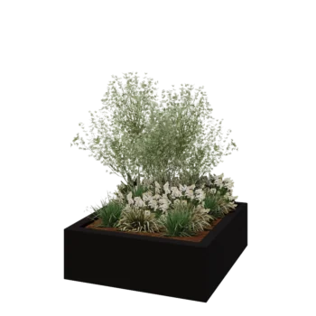 Саксия от фибростъкло - Квадрат - 120 x 120 x 40 см - RAL9005 матов (черен) - С дъно