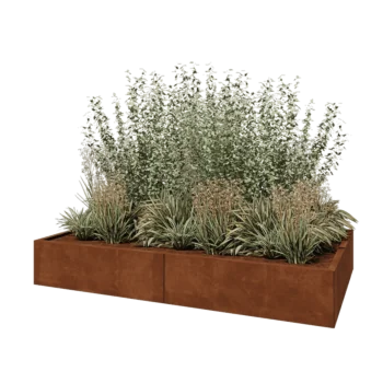 Саксии за цветя от кортенова стомана XXL - Правоъгълник - 200 x 120 x 30 cm - без основа