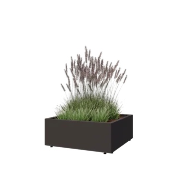 Саксии за цветя от стомана - Квадрат - 80 x 80 x 30 cm - RAL7016 матов (антрацитено сиво) - Със основа - Със крака