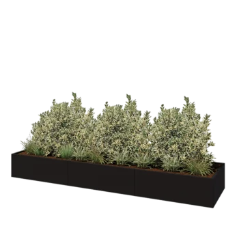 Саксии за цветя от стомана XXL - Правоъгълник - 360 x 80 x 40 cm - RAL9005 матов (черен) - без основа