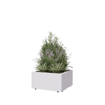 Саксии за цветя от стомана - Квадрат - 60 x 60 x 30 cm - RAL9010 матов (бял) - Със основа - Със крака