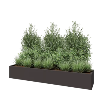 Саксии за цветя от стомана XXL - Правоъгълник - 200 x 40 x 30 cm - RAL7016 матов (антрацитено сиво) - Със основа