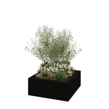 Саксия от фибростъкло - Квадрат - 100 x 100 x 40 см - RAL9005 матов (черен) - С дъно