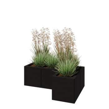 Саксии за цветя от стомана - Г-образна форма - 90 x 60 x 30 cm - RAL9005 матов (черен) - без основа