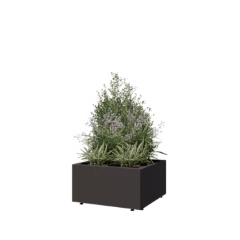 Саксии за цветя от стомана - Квадрат - 60 x 60 x 30 cm - RAL7016 матов (антрацитено сиво) - Със основа - Със крака