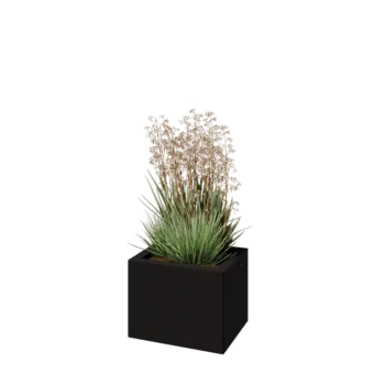 Саксии за цветя от стомана - Правоъгълник - 40 x 30 x 30 cm - RAL9005 матов (черен) - Със основа