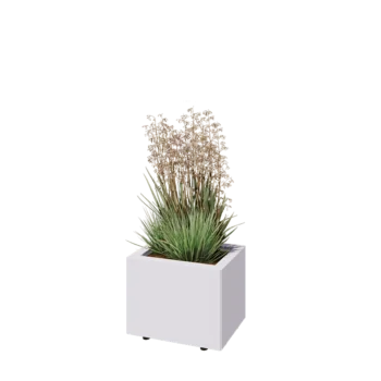 Саксии за цветя от стомана - Правоъгълник - 40 x 30 x 30 cm - RAL9010 матов (бял) - Със основа - Със крака