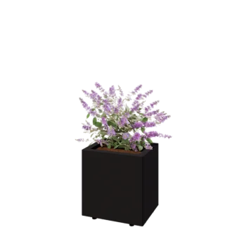 Саксии за цветя от стомана - Правоъгълник - 40 x 30 x 40 cm - RAL9005 матов (черен) - Със основа - Със крака