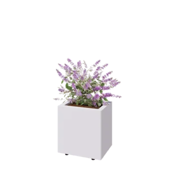 Саксии за цветя от стомана - Правоъгълник - 40 x 30 x 40 cm - RAL9010 матов (бял) - Със основа - Със крака