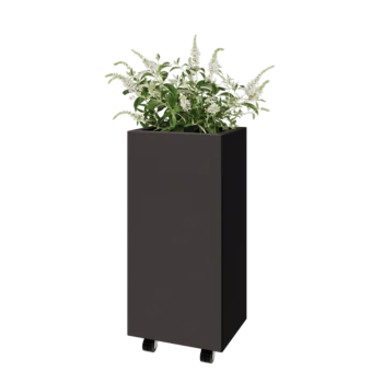Саксии за цветя от стомана - Правоъгълник - 40 x 30 x 80 cm - друг RAL цвят - Със основа - Със колела