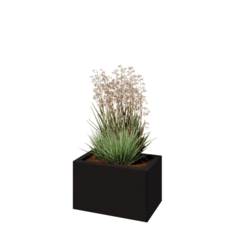 Саксии за цветя от стомана - Правоъгълник - 50 x 30 x 30 cm - RAL9005 матов (черен) - без основа