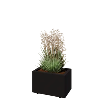 Саксии за цветя от стомана - Правоъгълник - 50 x 30 x 30 cm - RAL9005 матов (черен) - Със основа - Със крака