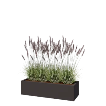 Саксии за цветя от стомана - Правоъгълник - 120 x 40 x 30 cm - RAL7016 матов (антрацитено сиво) - Със основа