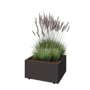 Саксии за цветя от стомана - Правоъгълник - 60 x 50 x 30 cm - RAL7016 матов (антрацитено сиво) - Със основа - Със крака