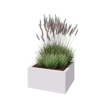 Саксии за цветя от стомана - Правоъгълник - 60 x 50 x 30 cm - RAL9010 матов (бял) - без основа