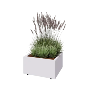 Саксии за цветя от стомана - Правоъгълник - 60 x 50 x 30 cm - RAL9010 матов (бял) - Със основа - Със крака