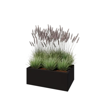 Саксии за цветя от стомана - Правоъгълник - 80 x 50 x 30 cm - RAL9005 матов (черен) - без основа