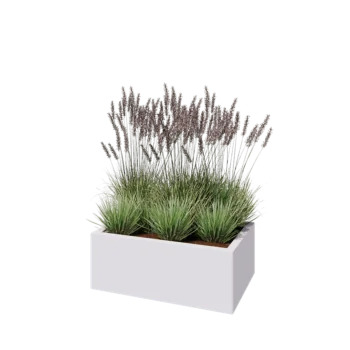 Саксии за цветя от стомана - Правоъгълник - 80 x 50 x 30 cm - RAL9010 матов (бял) - без основа