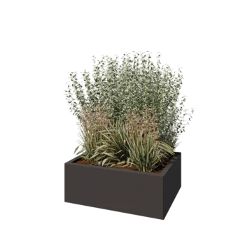 Саксии за цветя от стомана - Правоъгълник - 80 x 60 x 30 cm - друг RAL цвят - Със основа