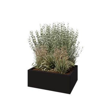 Саксии за цветя от стомана - Правоъгълник - 80 x 60 x 30 cm - RAL9005 матов (черен) - без основа