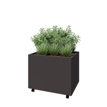 Саксии за цветя от стомана - Правоъгълник - 80 x 60 x 60 cm - друг RAL цвят - Със основа - Със колела