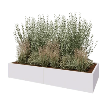 Саксии за цветя от стомана XXL - Правоъгълник - 240 x 100 x 40 cm - RAL9010 матов (бял) - Със основа