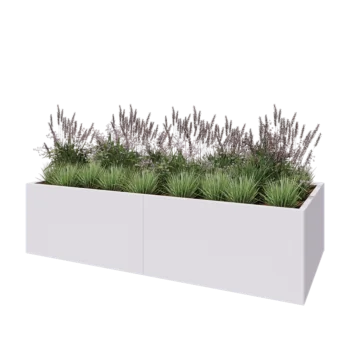 Саксии за цветя от стомана XXL - Правоъгълник - 240 x 100 x 60 cm - RAL9010 матов (бял) - без основа