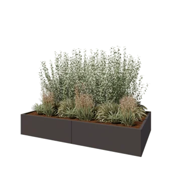 Саксии за цветя от стомана XXL - Правоъгълник - 240 x 120 x 40 cm - RAL7016 матов (антрацитено сиво) - Със основа