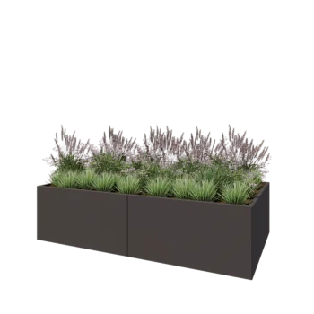 Саксии за цветя от стомана XXL - Правоъгълник - 240 x 120 x 60 cm - RAL7016 матов (антрацитено сиво) - Със основа