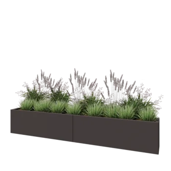 Саксии за цветя от стомана XXL - Правоъгълник - 240 x 30 x 40 cm - RAL7016 матов (антрацитено сиво) - Със основа