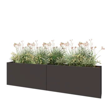 Саксии за цветя от стомана XXL - Правоъгълник - 240 x 30 x 60 cm - RAL7016 матов (антрацитено сиво) - Със основа