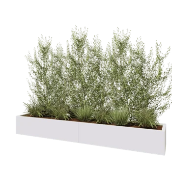 Саксии за цветя от стомана XXL - Правоъгълник - 240 x 40 x 30 cm - RAL9010 матов (бял) - Със основа