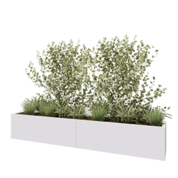 Саксии за цветя от стомана XXL - Правоъгълник - 240 x 40 x 40 cm - RAL9010 матов (бял) - Със основа