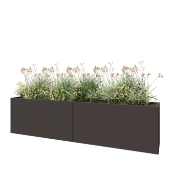 Саксии за цветя от стомана XXL - Правоъгълник - 240 x 40 x 60 cm - RAL7016 матов (антрацитено сиво) - без основа