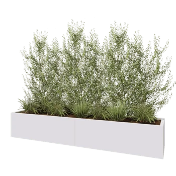 Саксии за цветя от стомана XXL - Правоъгълник - 240 x 50 x 40 cm - RAL9010 матов (бял) - Със основа