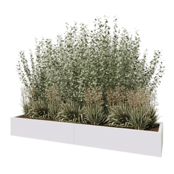 Саксии за цветя от стомана XXL - Правоъгълник - 240 x 60 x 30 cm - RAL9010 матов (бял) - Със основа