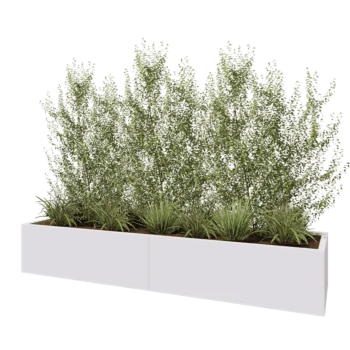 Саксии за цветя от стомана XXL - Правоъгълник - 240 x 60 x 40 cm - RAL9010 матов (бял) - Със основа