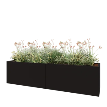 Саксии за цветя от стомана XXL - Правоъгълник - 240 x 60 x 60 cm - RAL9005 матов (черен) - без основа