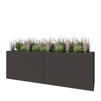 Саксии за цветя от стомана XXL - Правоъгълник - 240 x 60 x 80 cm - RAL7016 матов (антрацитено сиво) - Със основа