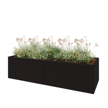Саксии за цветя от стомана XXL - Правоъгълник - 240 x 80 x 60 cm - RAL9005 матов (черен) - без основа